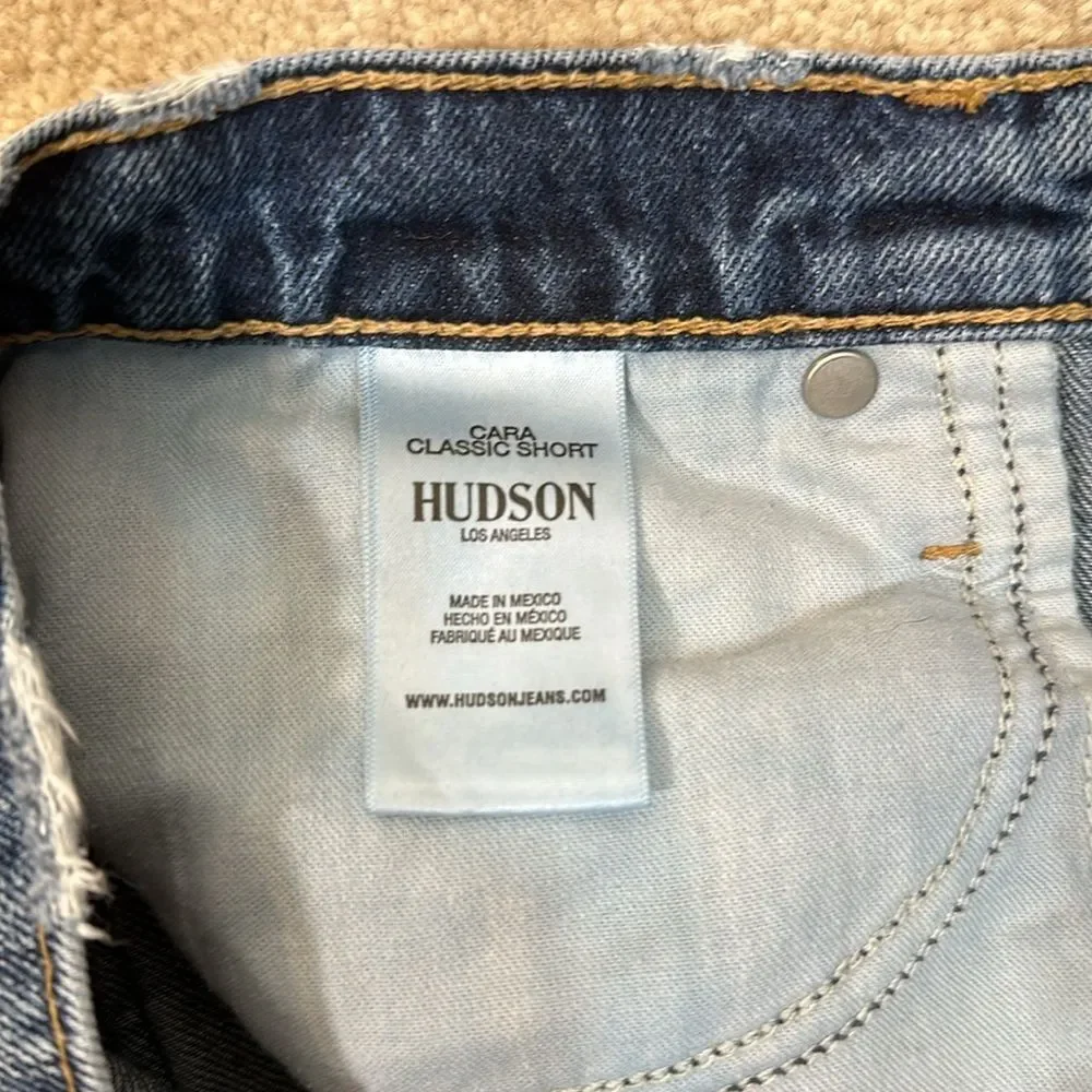Hudson Jean Denim Cara Classic Shorts Raw Hem Button Fly 100% Cotton Size 29